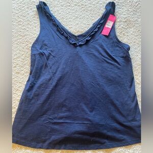 Gigi Ruffle Tank: True Navy